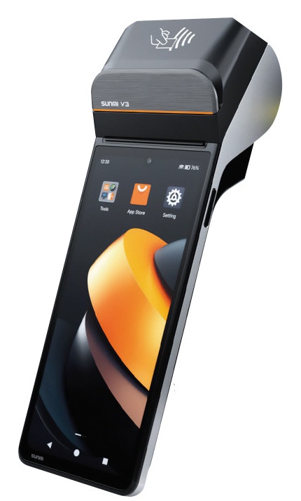 SUNMI V3H Android 13 Mobile Computer with Receipt & Label Printer and fingerprint Reader Wi-Fi 5, Bluetooth 5.0, 4G 